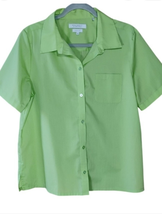 Foxcroft Tops - Foxcroft Short-Sleeve Button-Down Shirt in Lime Green Sz 14